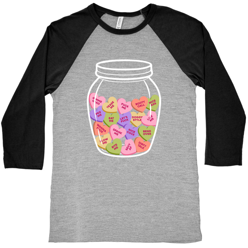 Candy Hearts NSFW Baseball Tee