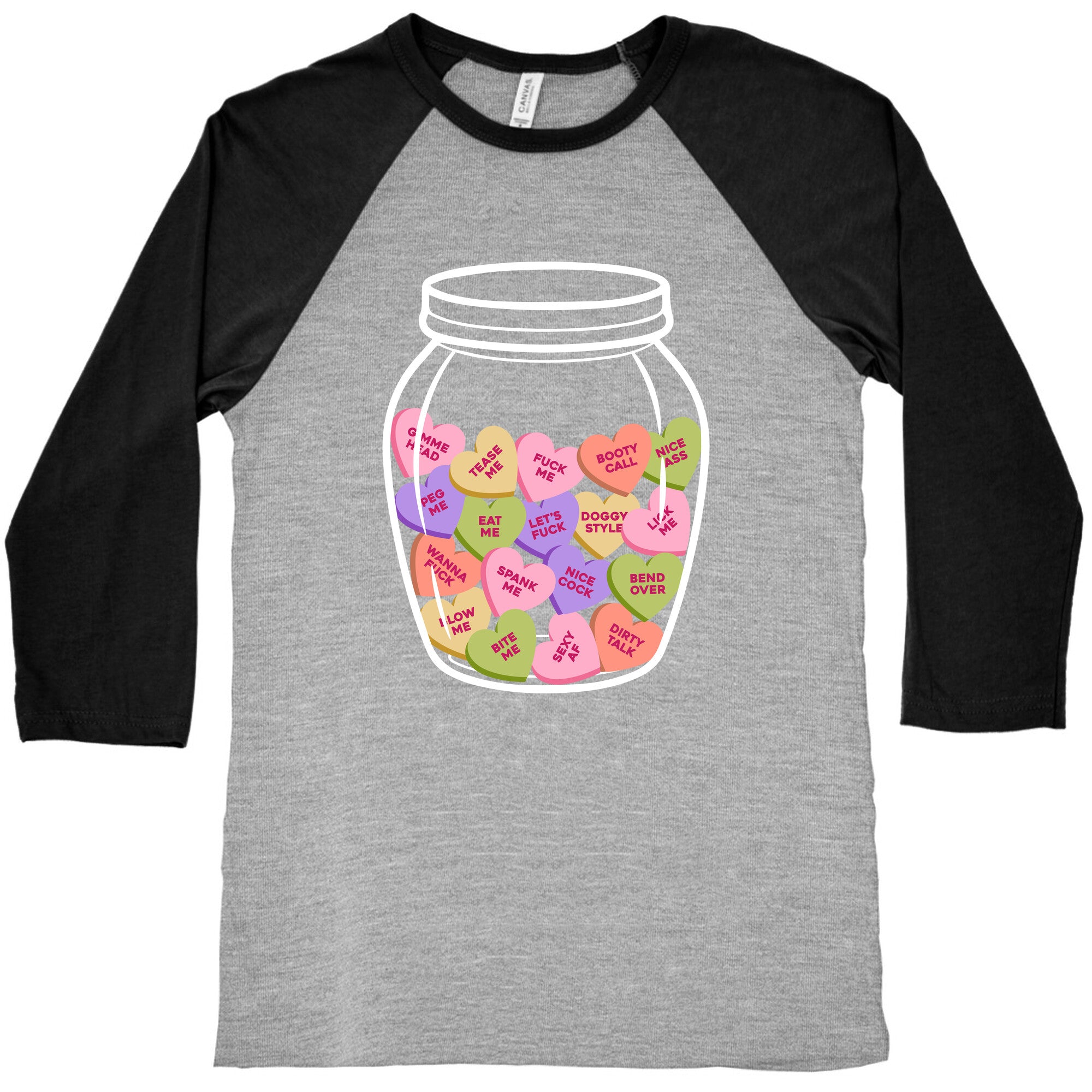 Candy Hearts NSFW Baseball Tee