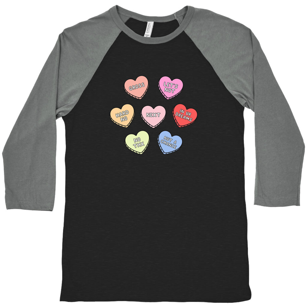 Sarcastic Candy Hearts Baseball Tee
