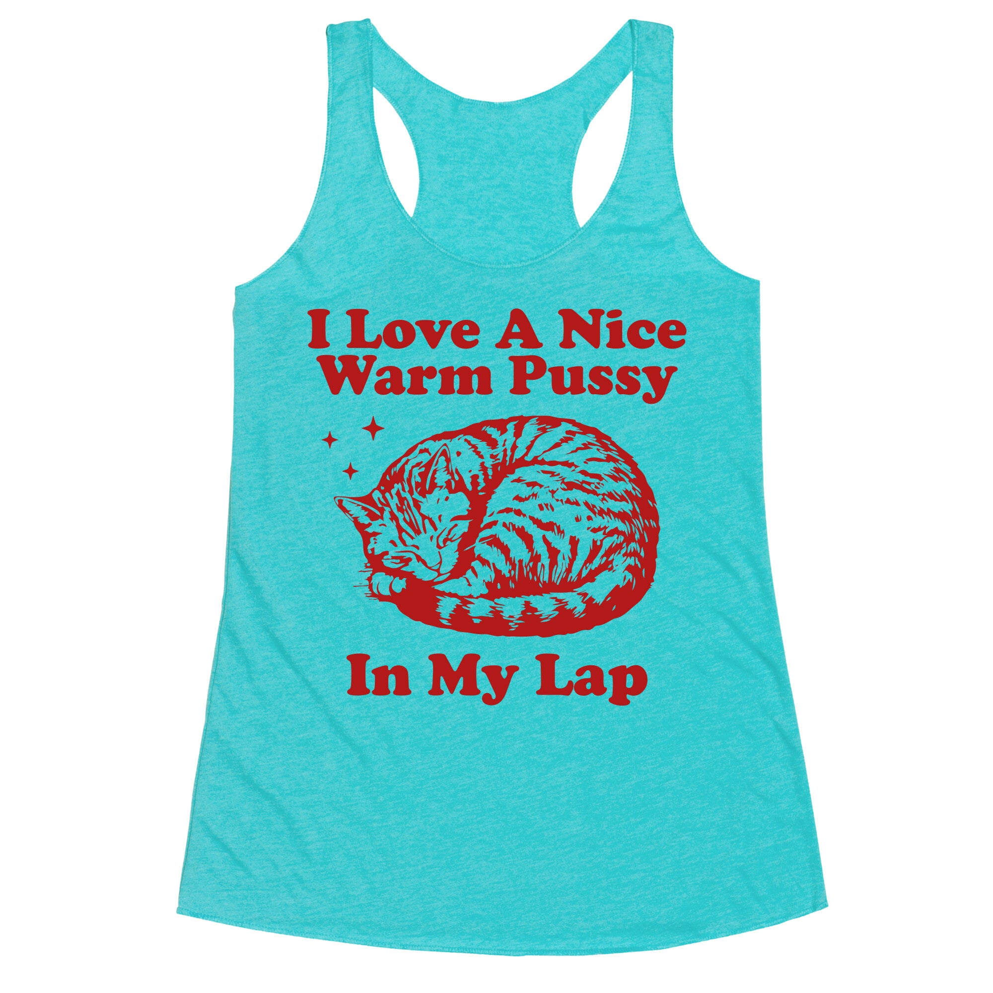 I Love A Nice Warm Pussy In My Lap Racerback Tank