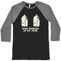 Stop Staring At My Jugs Baseball Tee
