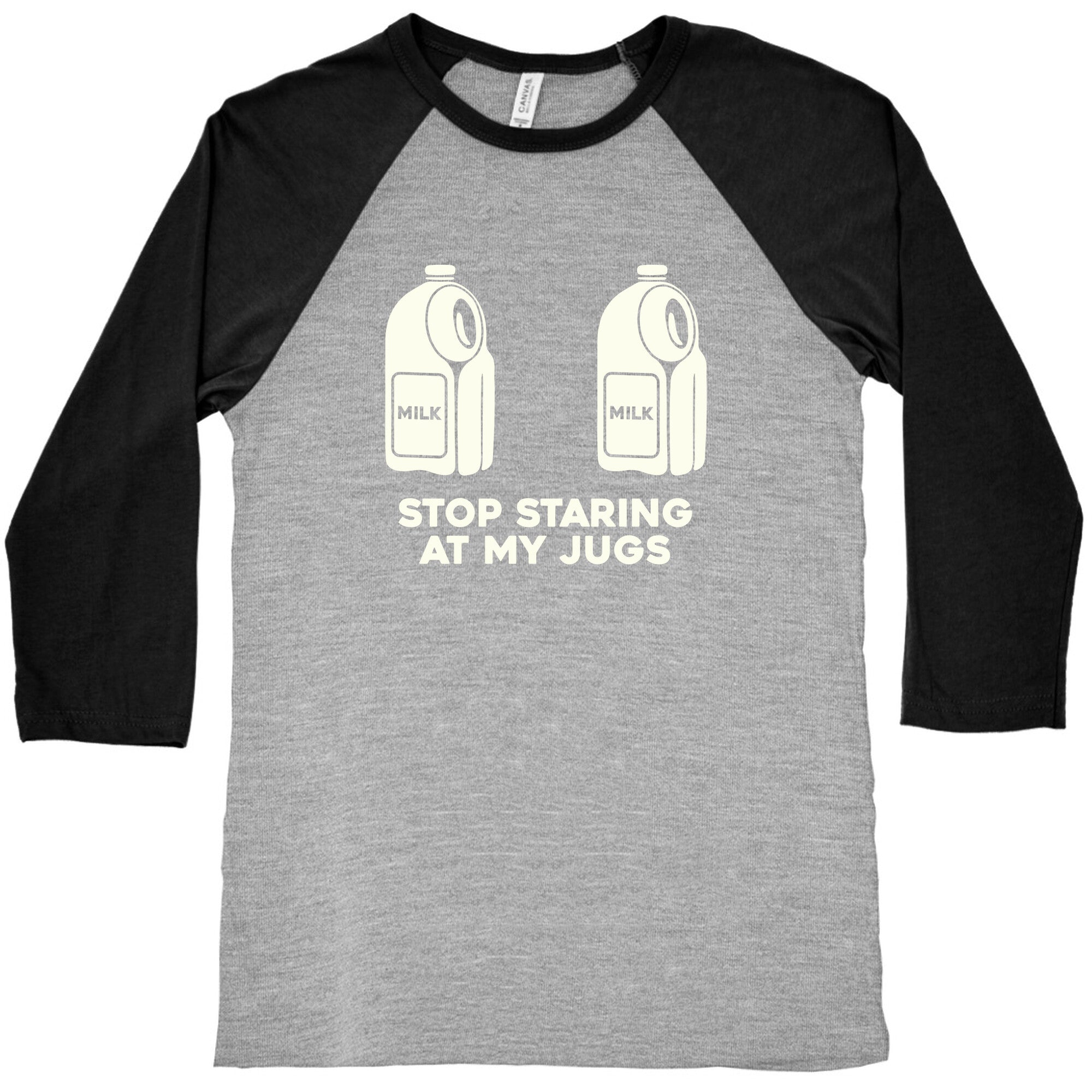 Stop Staring At My Jugs Baseball Tee