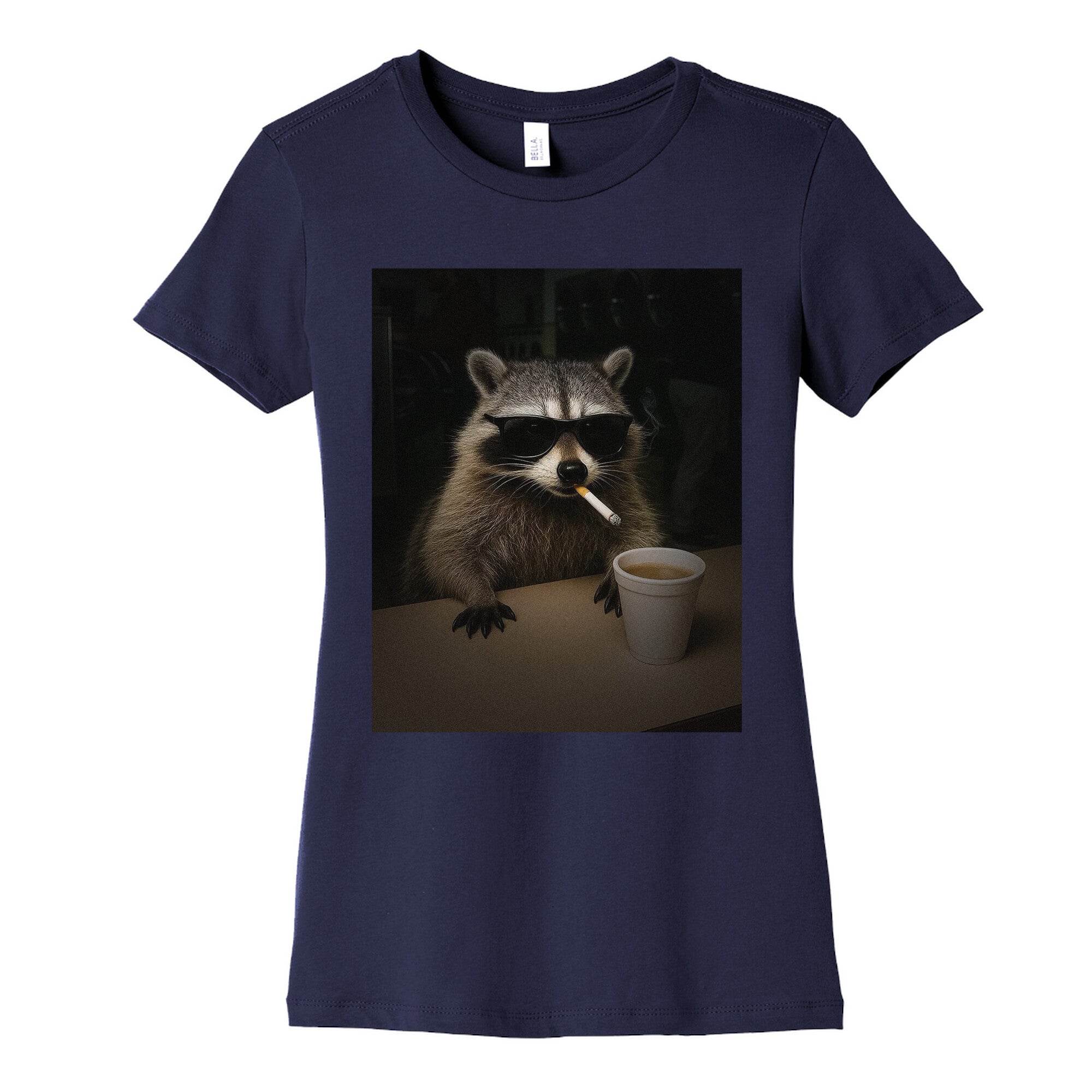 Coffee Raccoon Womens Cotton Tee