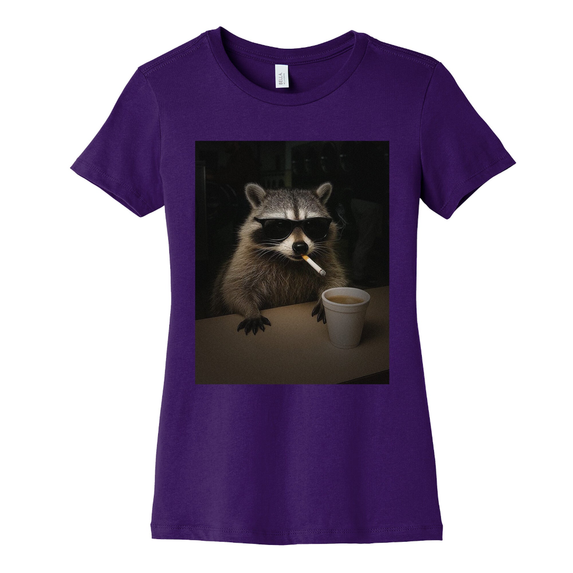 Coffee Raccoon Womens Cotton Tee