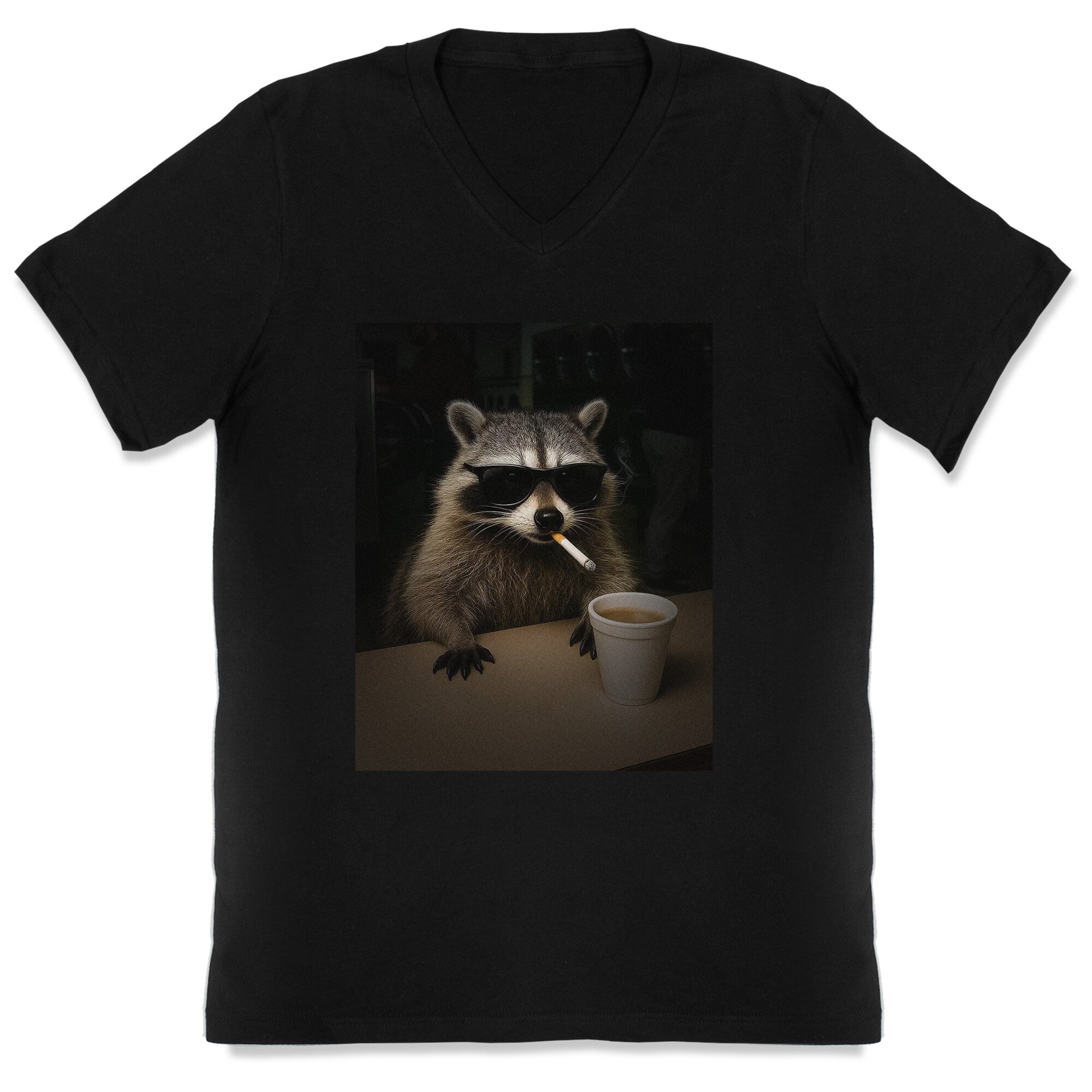 Coffee Raccoon V-Neck