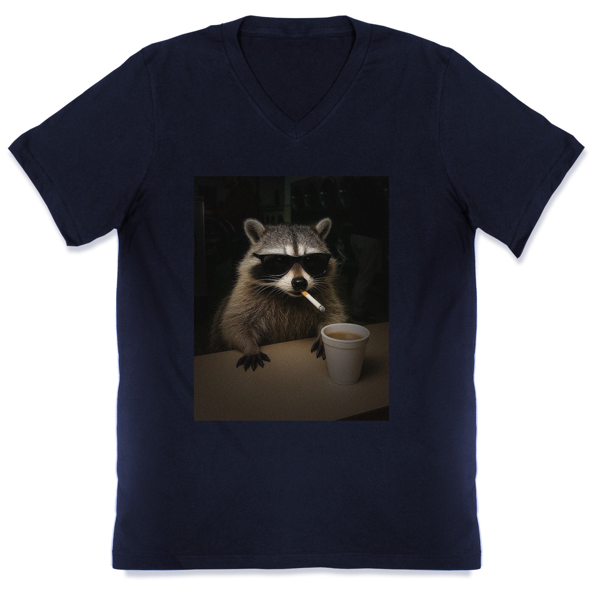 Coffee Raccoon V-Neck