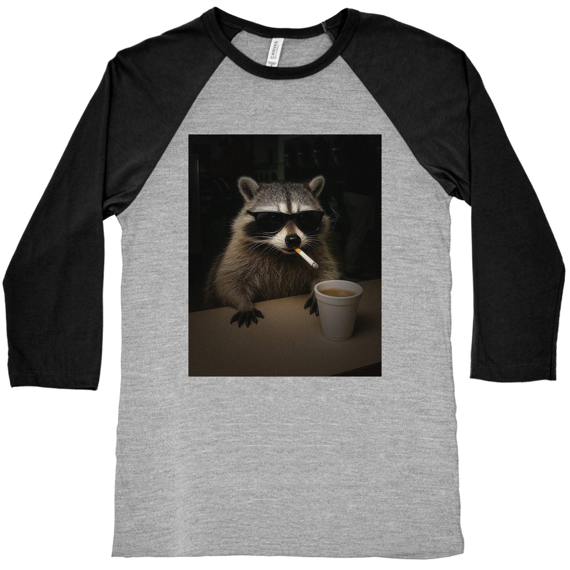 Coffee Raccoon Baseball Tee