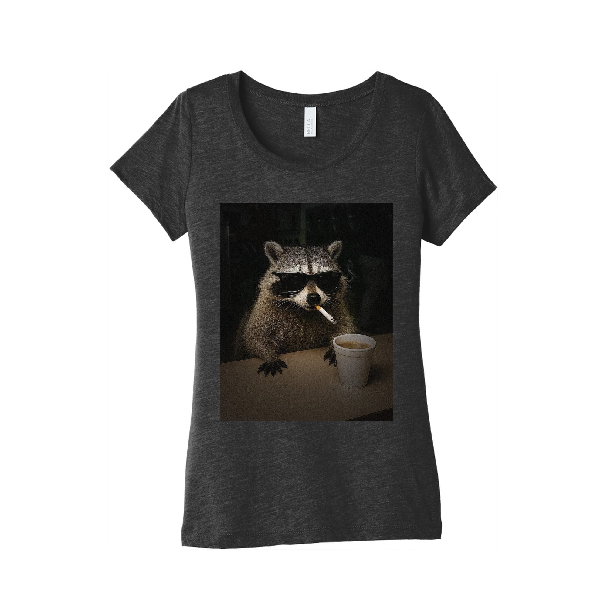 Coffee Raccoon Womens Triblend Tee