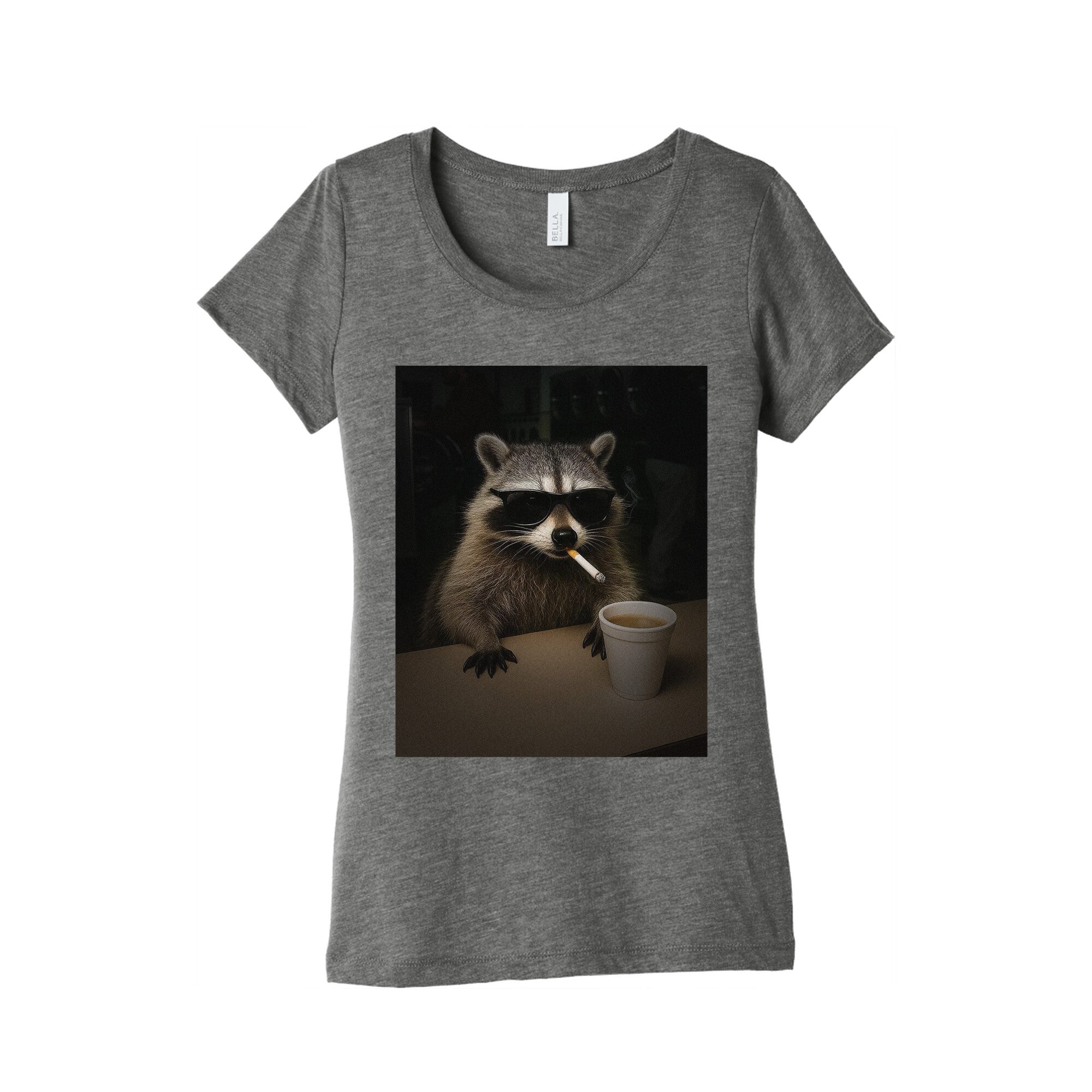 Coffee Raccoon Womens Triblend Tee
