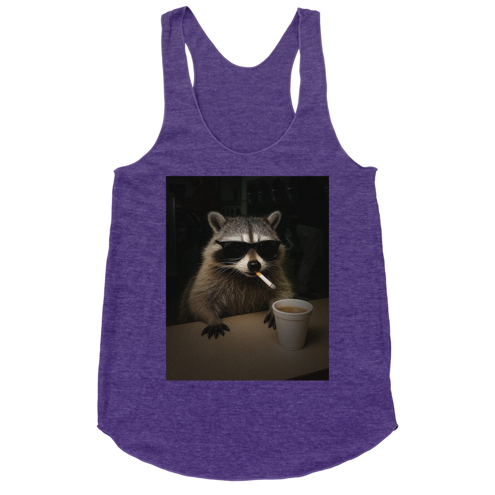 Coffee Raccoon Racerback Tank
