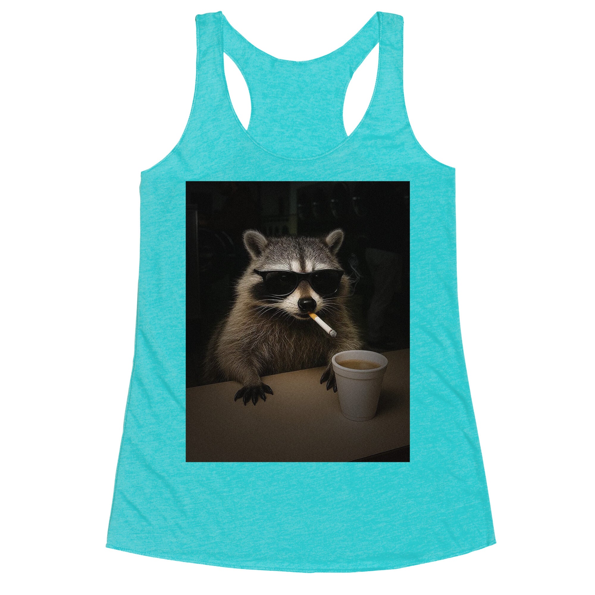 Coffee Raccoon Racerback Tank