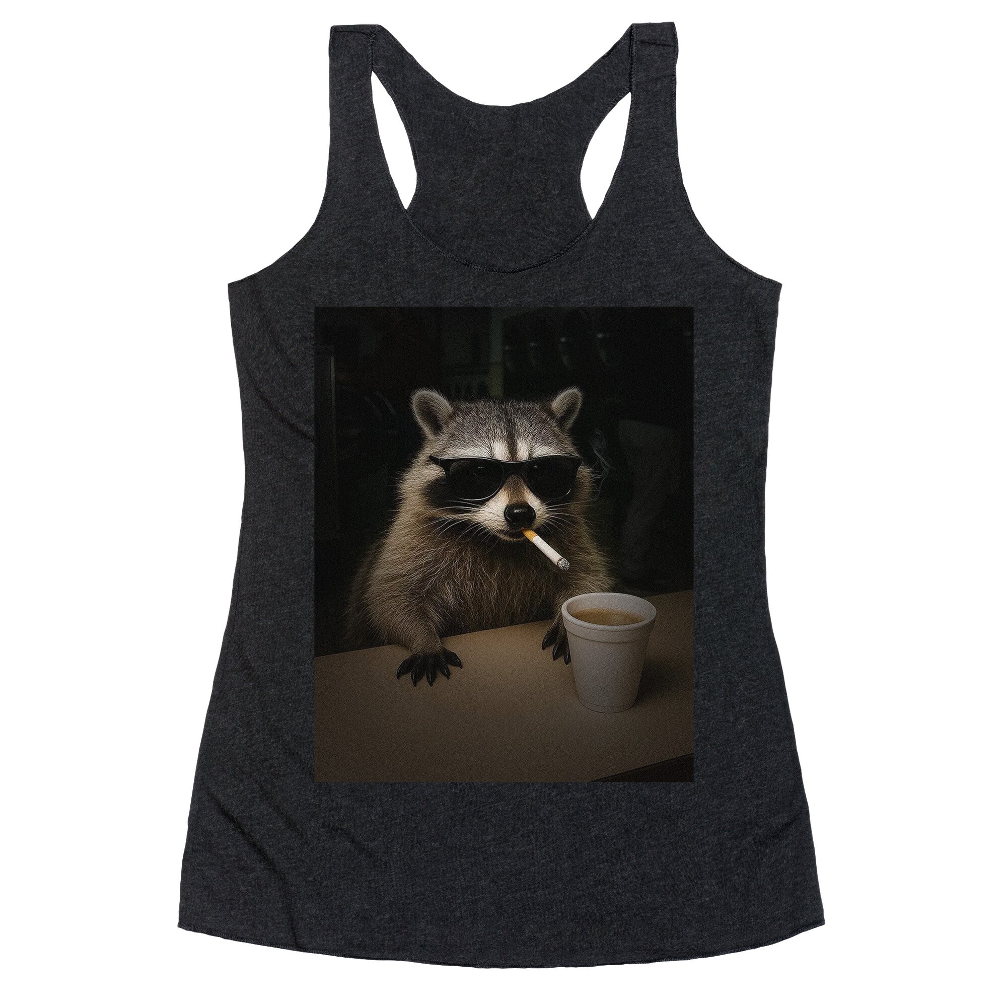 Coffee Raccoon Racerback Tank