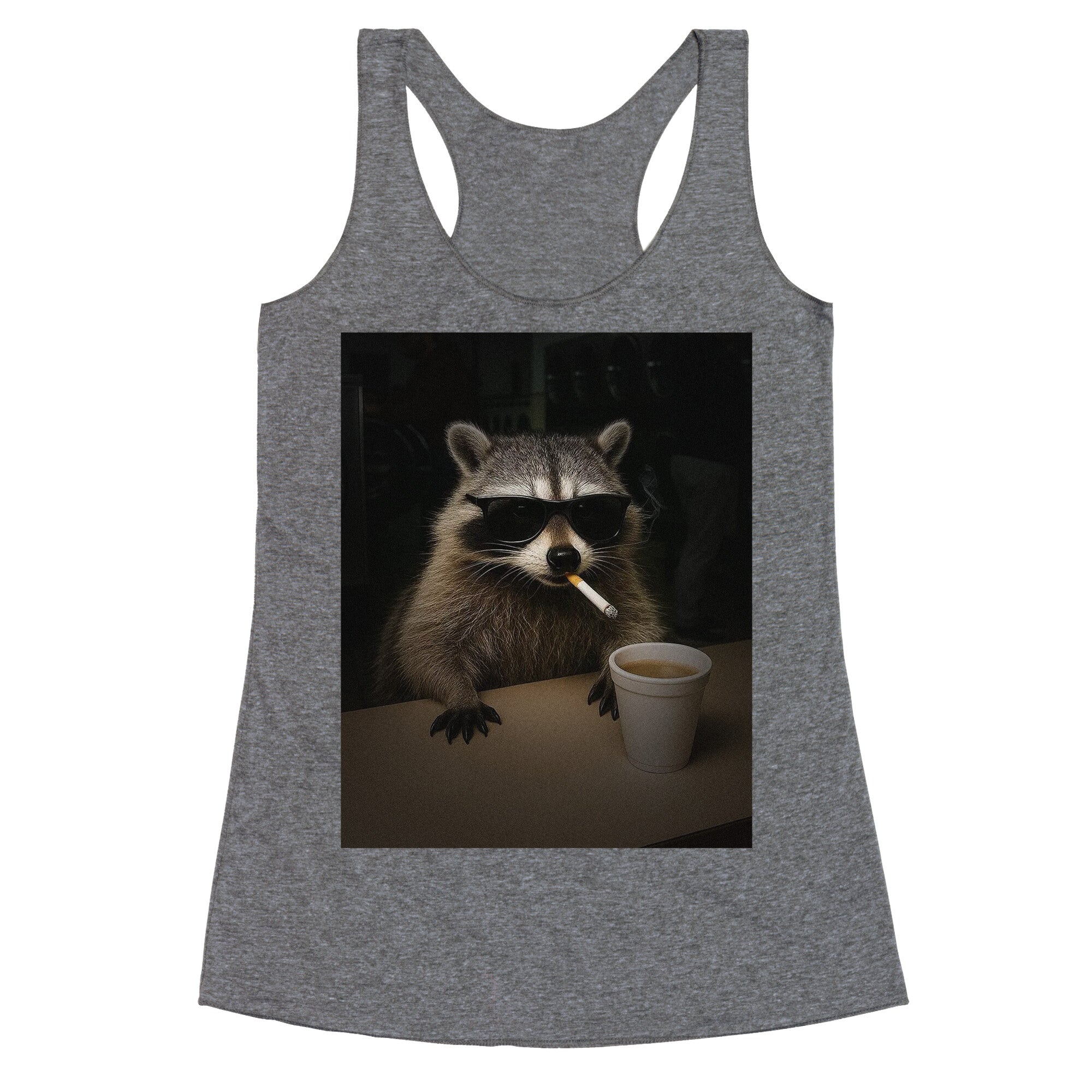 Coffee Raccoon Racerback Tank