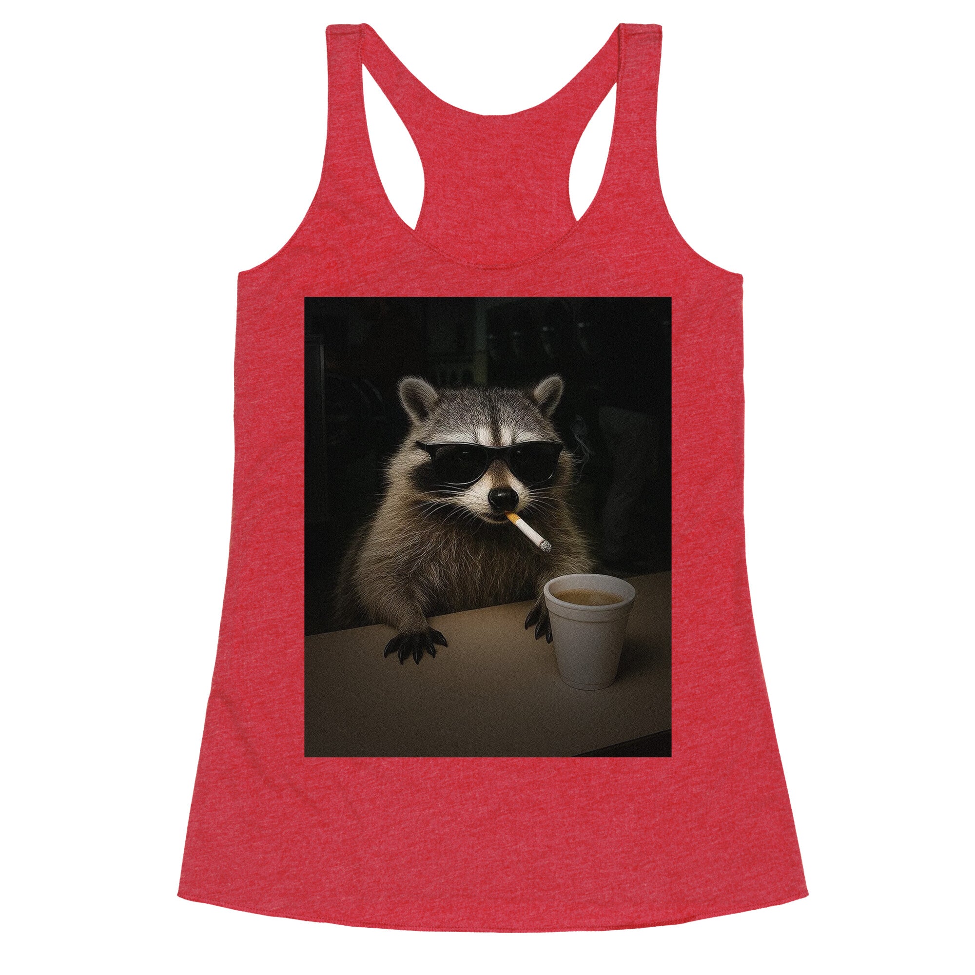 Coffee Raccoon Racerback Tank