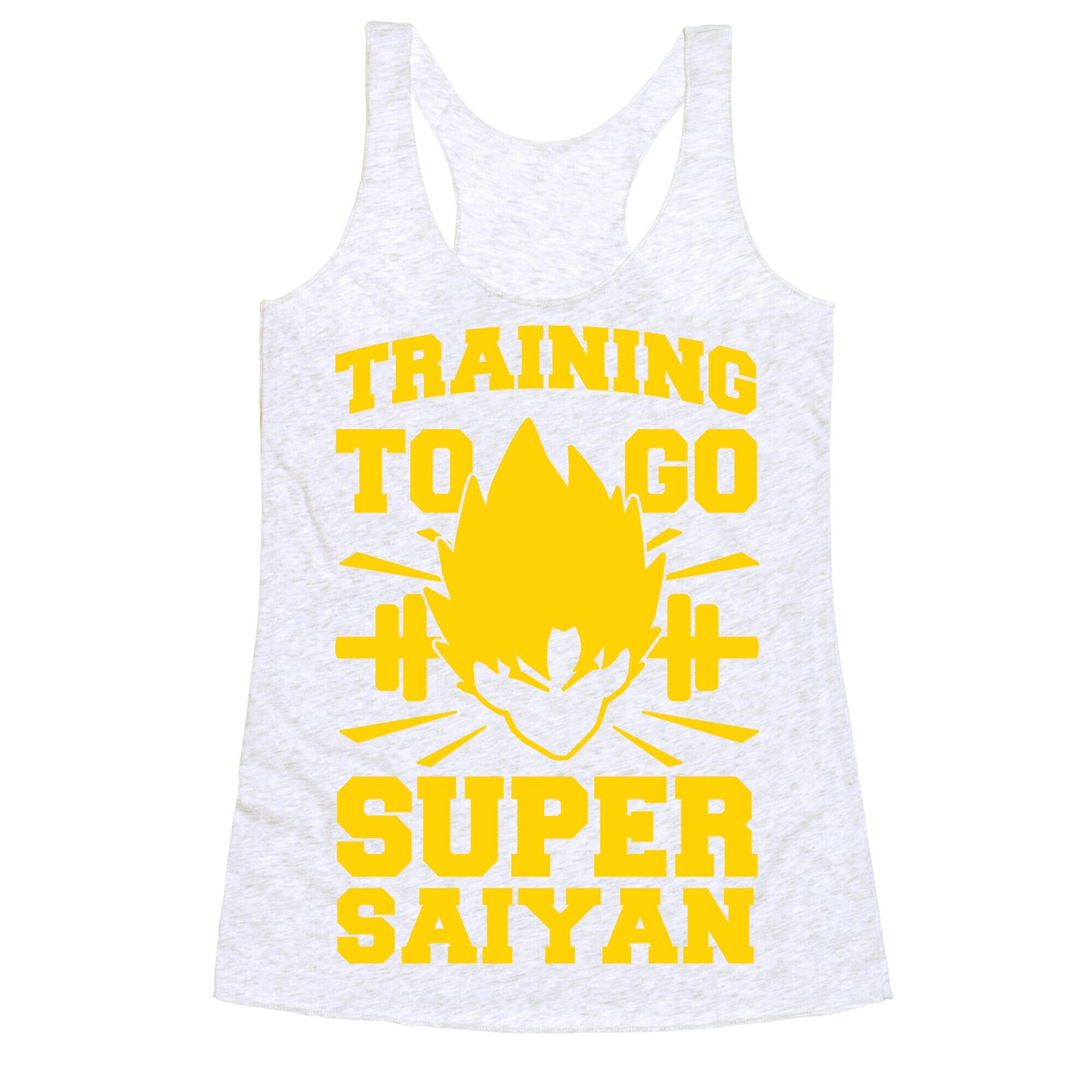 Training to Go Super Saiyan Racerback Tank