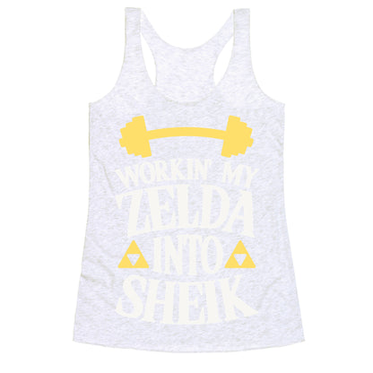 Workin' My Zelda Into Sheik Racerback Tank