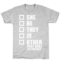 Pronoun Check List T-Shirt