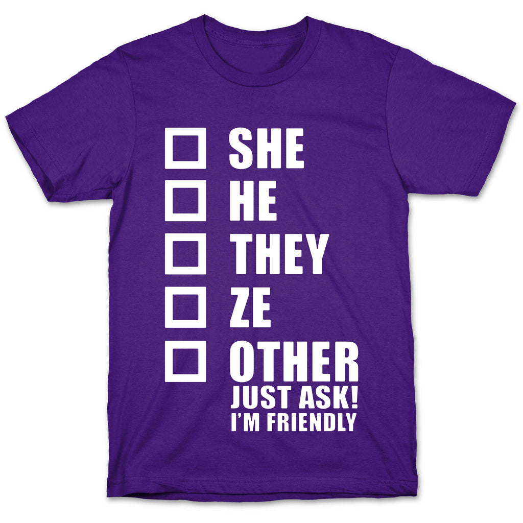 Pronoun Check List T-Shirt