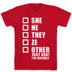 Pronoun Check List T-Shirt