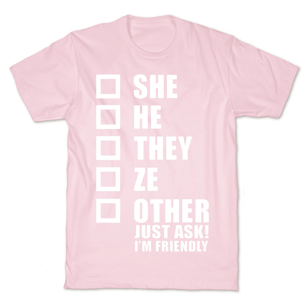 Pronoun Check List T-Shirt