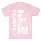 Pronoun Check List T-Shirt