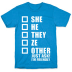 Pronoun Check List T-Shirt