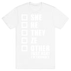 Pronoun Check List T-Shirt