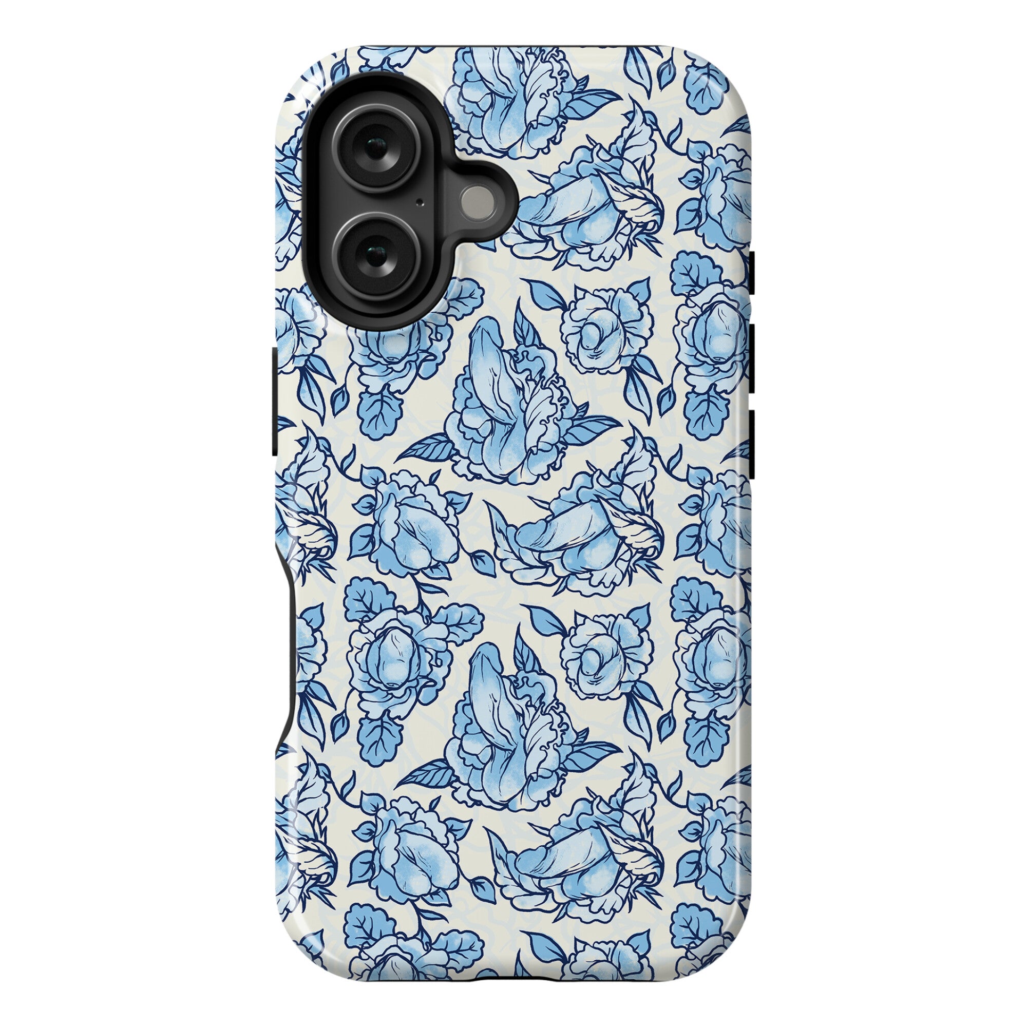 Floral Penis Pattern Blue Phone Case