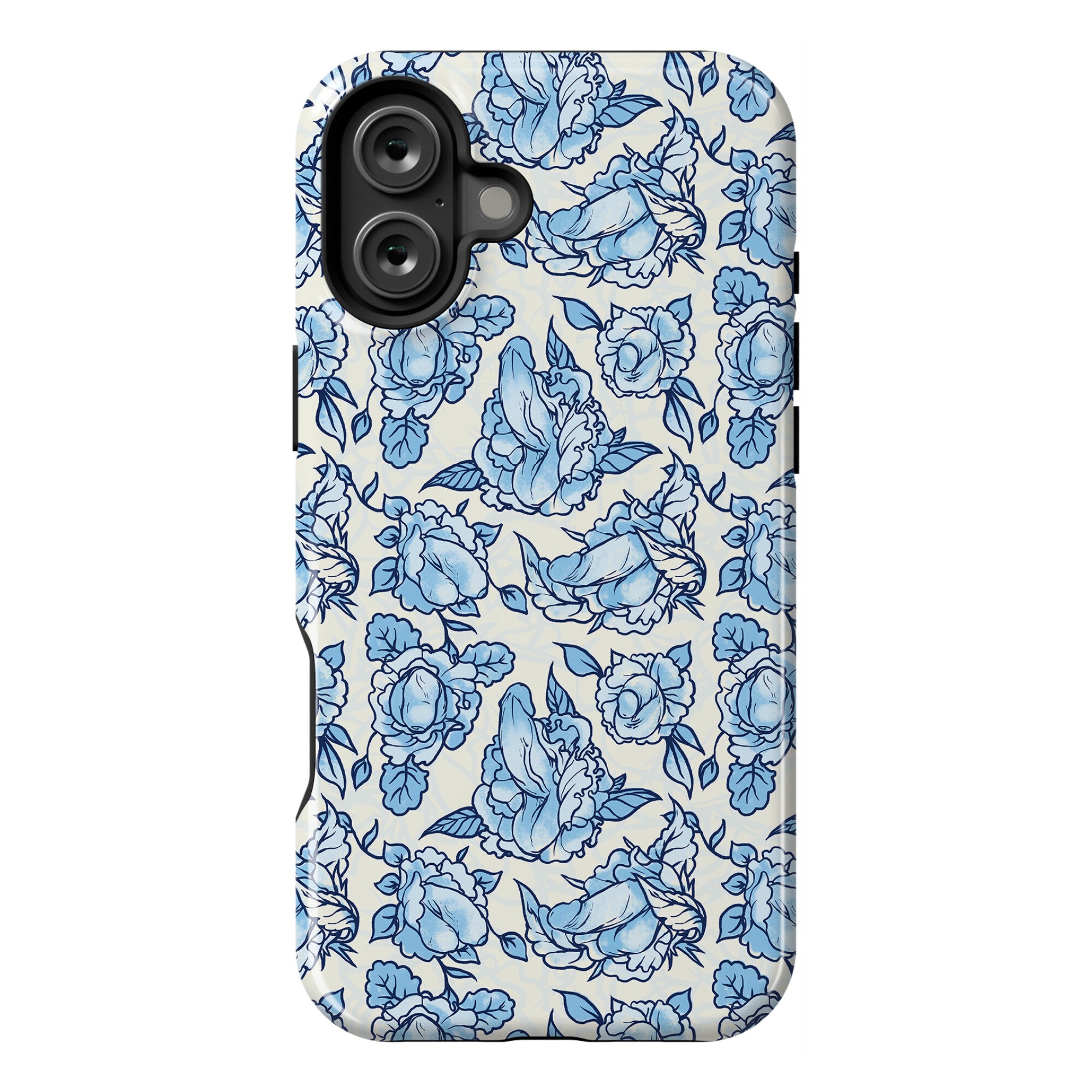 Floral Penis Pattern Blue Phone Case