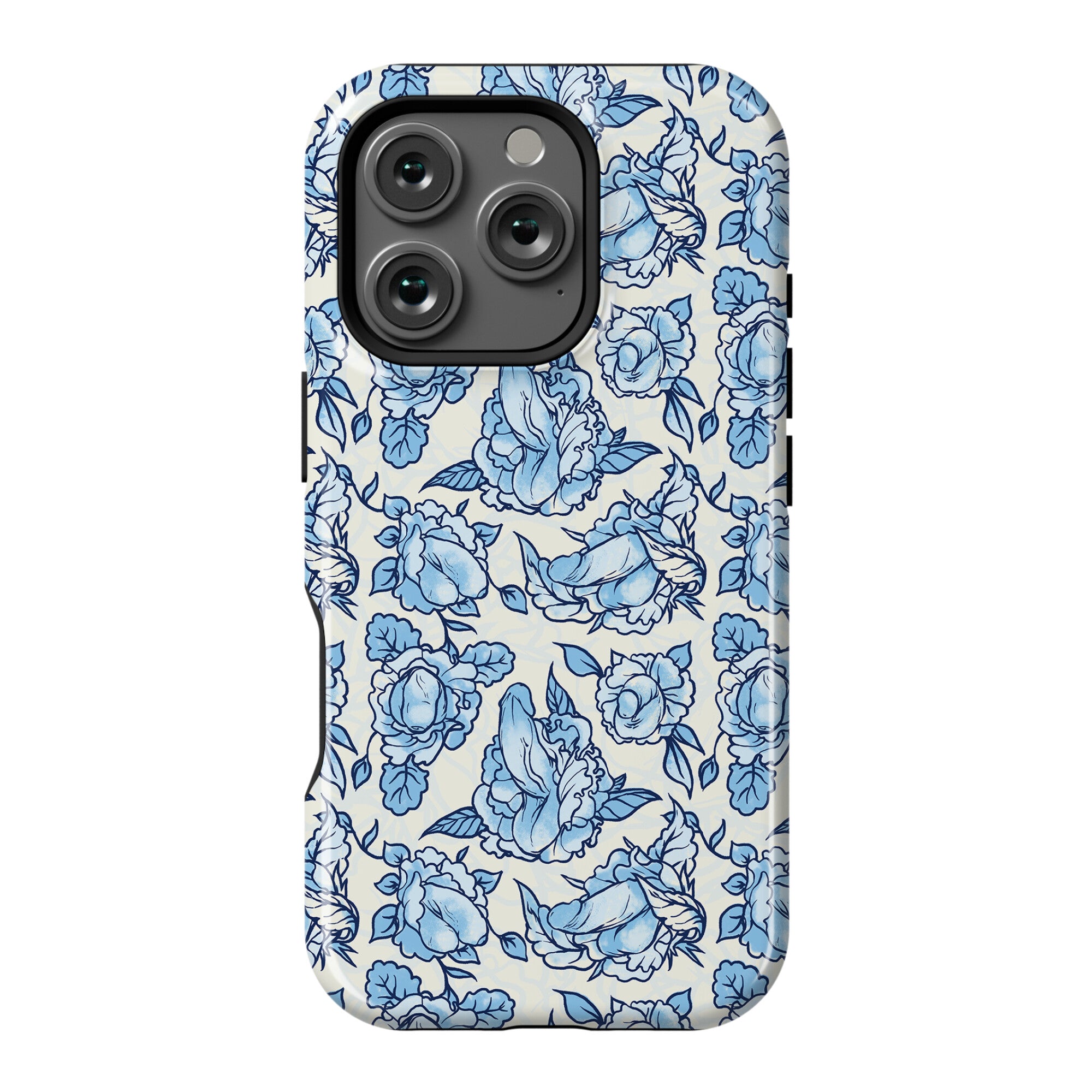 Floral Penis Pattern Blue Phone Case