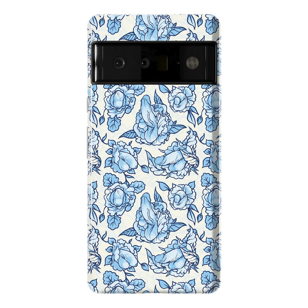 Floral Penis Pattern Blue Phone Case