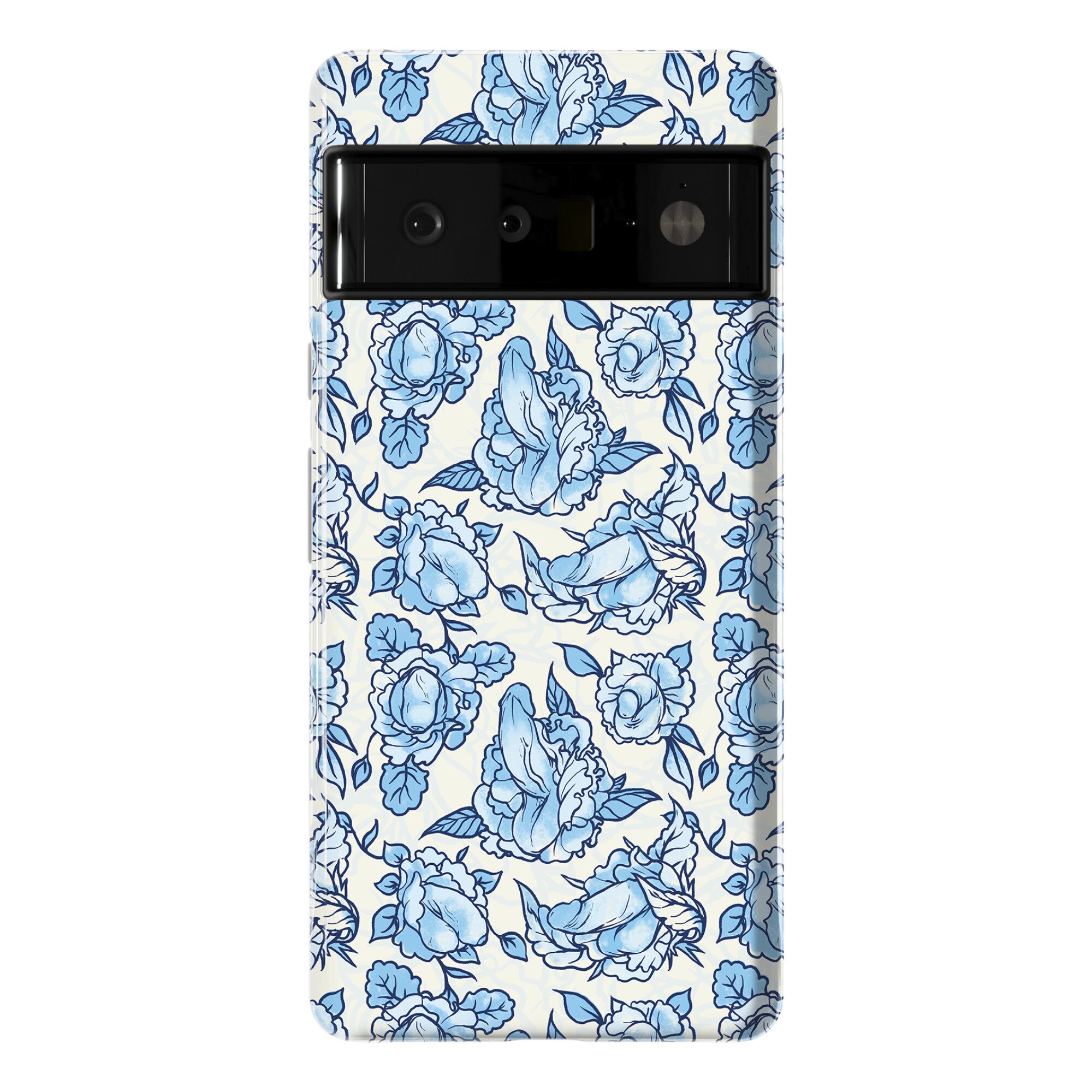 Floral Penis Pattern Blue Phone Case