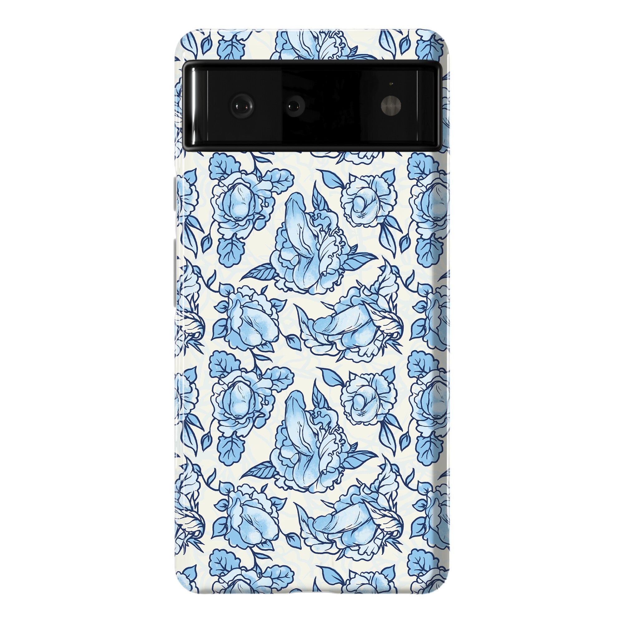 Floral Penis Pattern Blue Phone Case