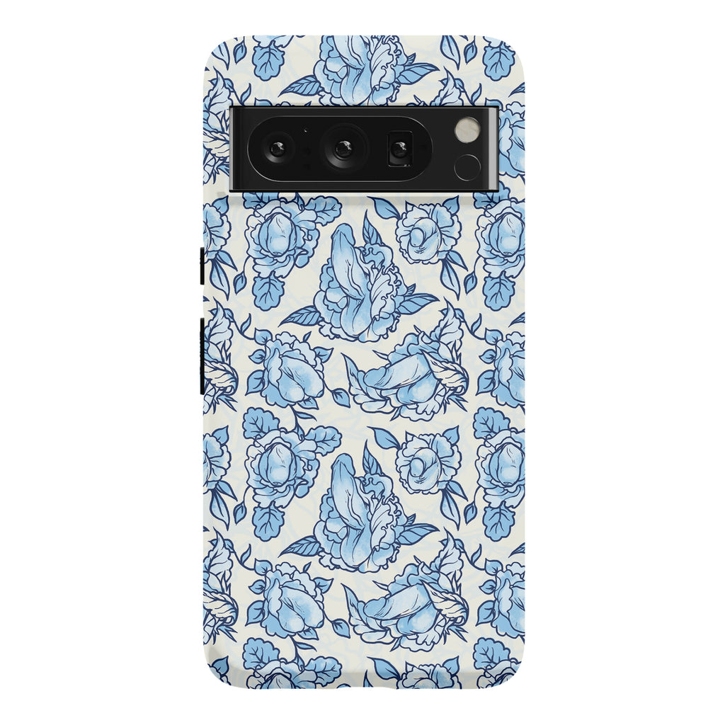 Floral Penis Pattern Blue Phone Case