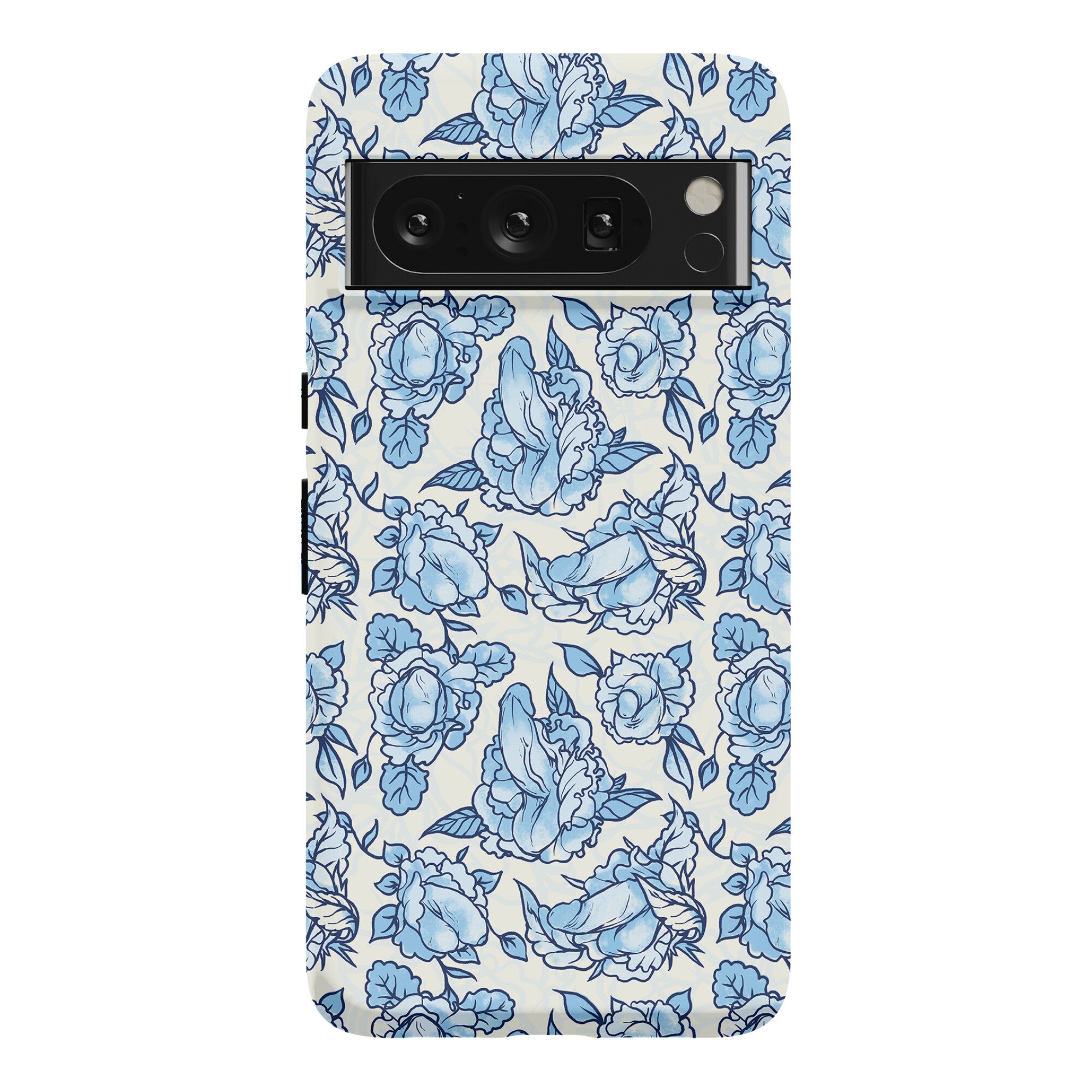 Floral Penis Pattern Blue Phone Case