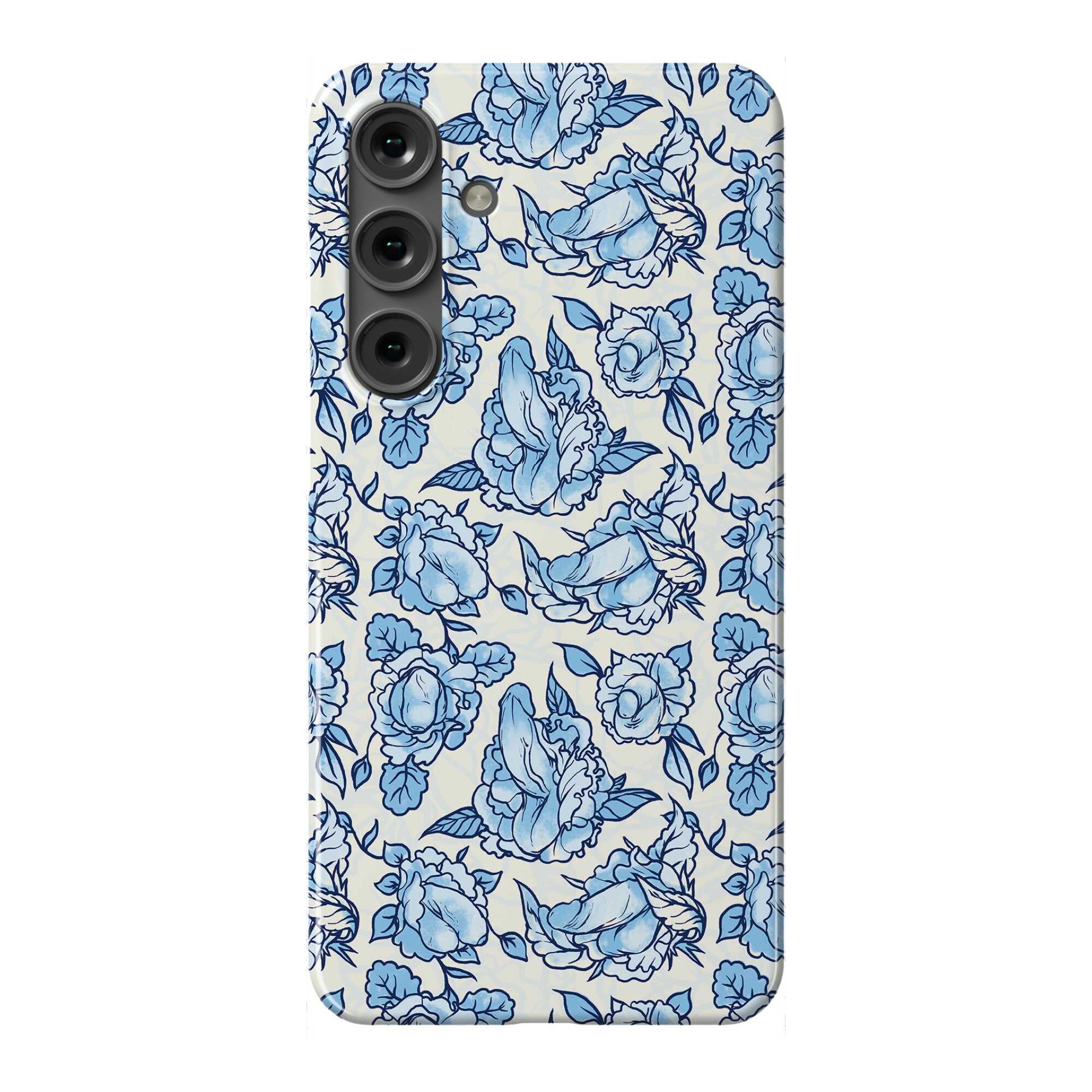 Floral Penis Pattern Blue Phone Case