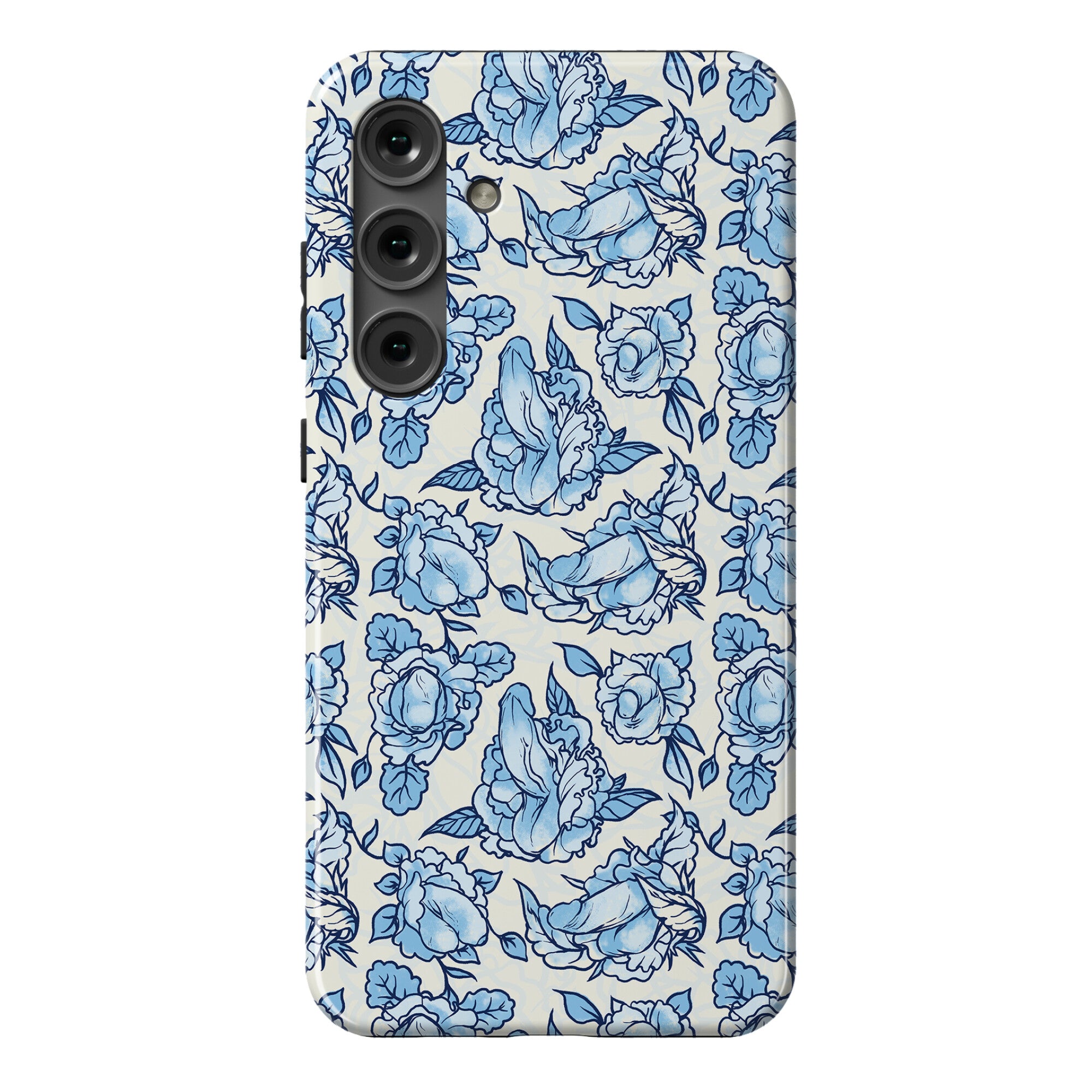 Floral Penis Pattern Blue Phone Case