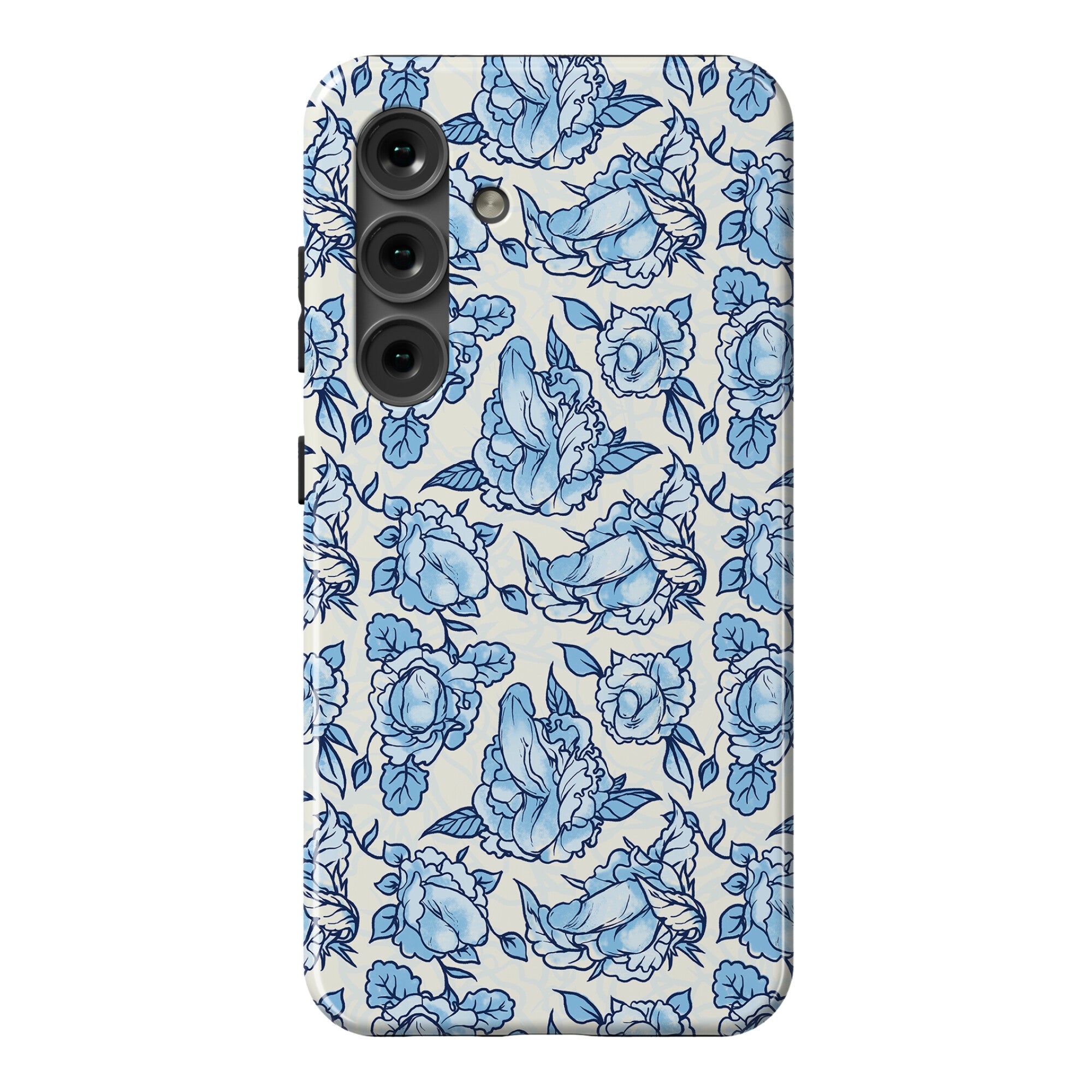 Floral Penis Pattern Blue Phone Case