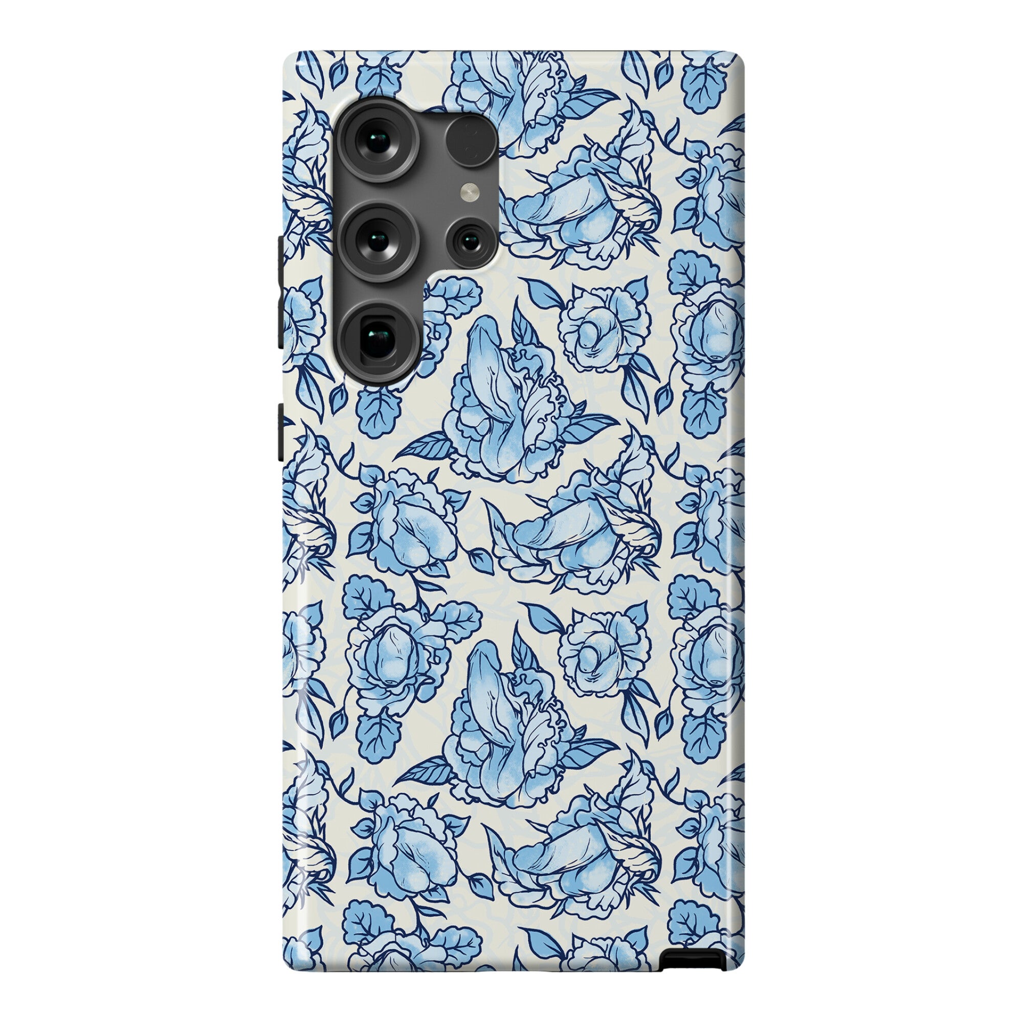 Floral Penis Pattern Blue Phone Case