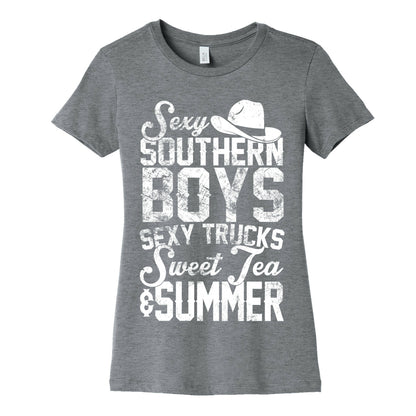 Sexy Southern Boys, Sexy Trucks, Sweet Tea & Summer Women's Cotton Tee