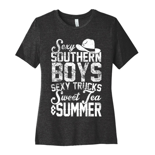 Sexy Southern Boys, Sexy Trucks, Sweet Tea & Summer Women's Cotton Tee