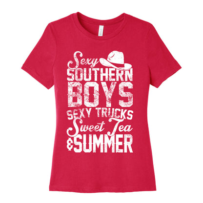 Sexy Southern Boys, Sexy Trucks, Sweet Tea & Summer Women's Cotton Tee