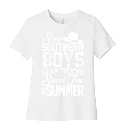 Sexy Southern Boys, Sexy Trucks, Sweet Tea & Summer Women's Cotton Tee