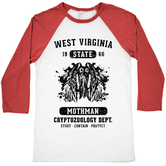 West Virginia Mothman Cryptozoology Baseball Tee