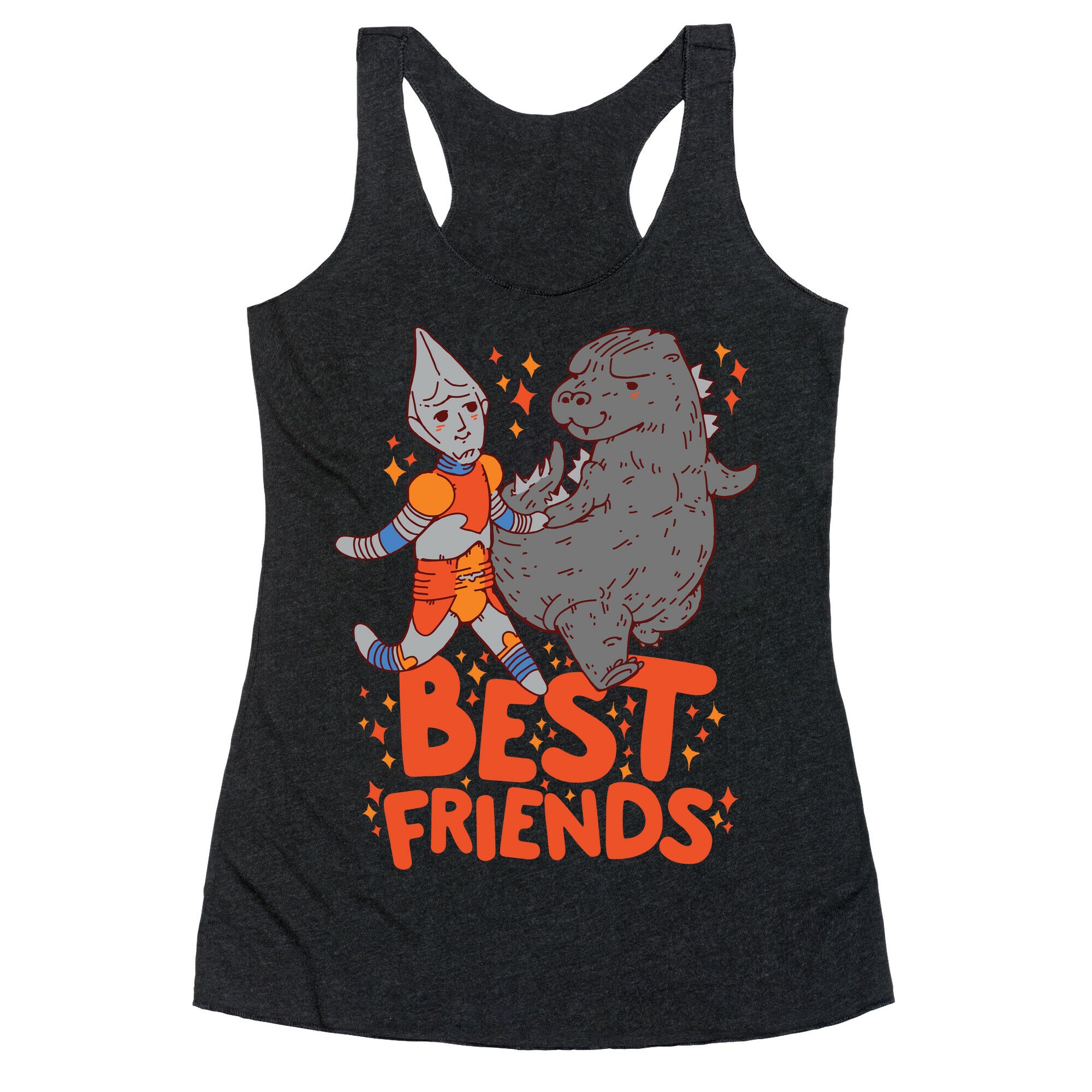 Best Friends Jet Jaguar & Godzilla Racerback Tank