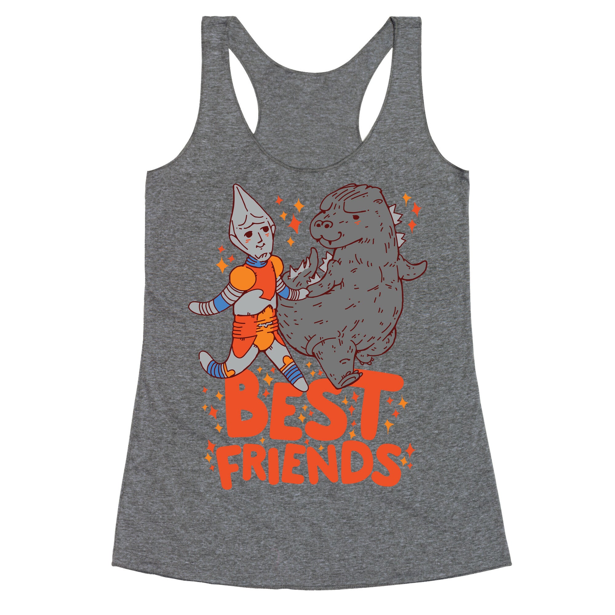 Best Friends Jet Jaguar & Godzilla Racerback Tank