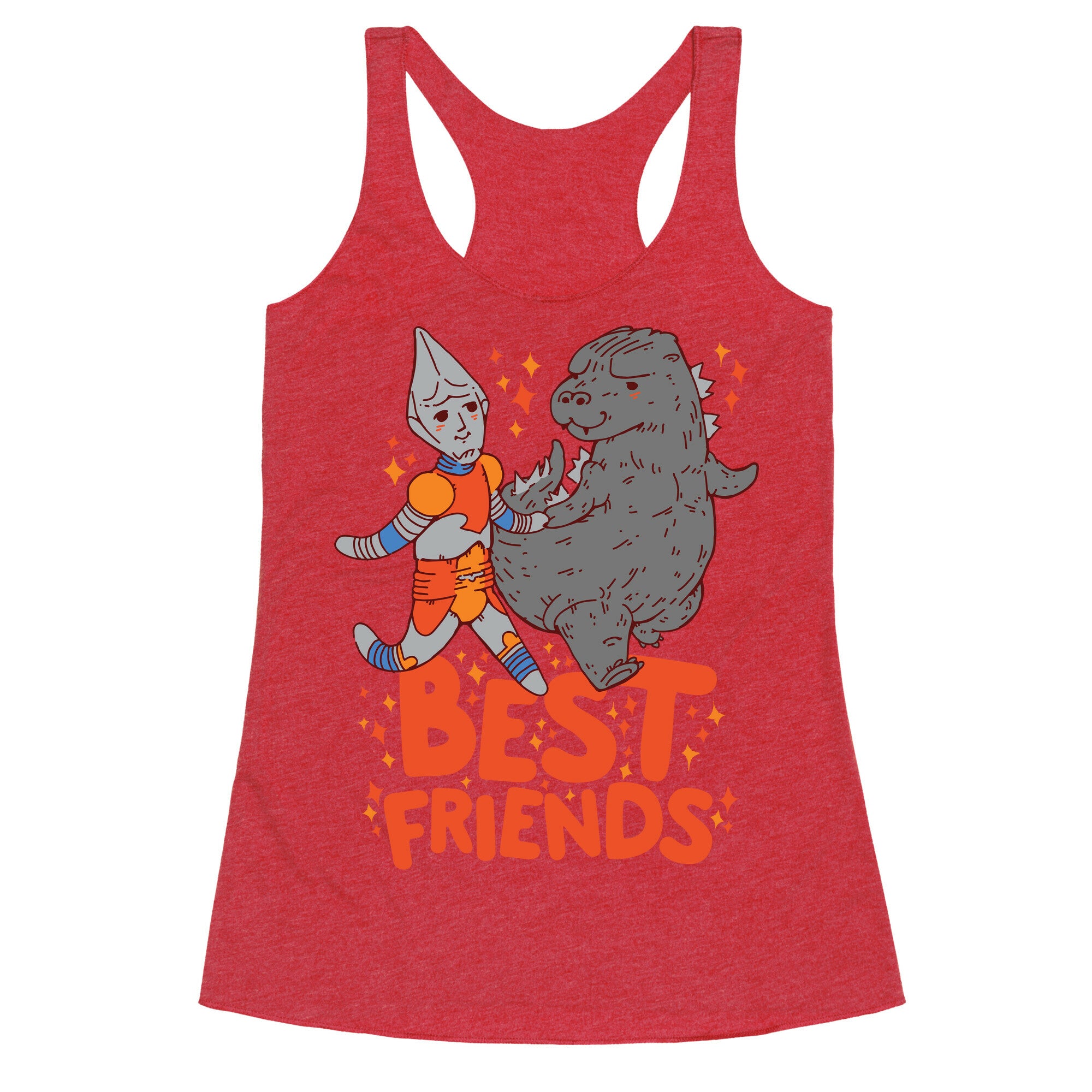Best Friends Jet Jaguar & Godzilla Racerback Tank