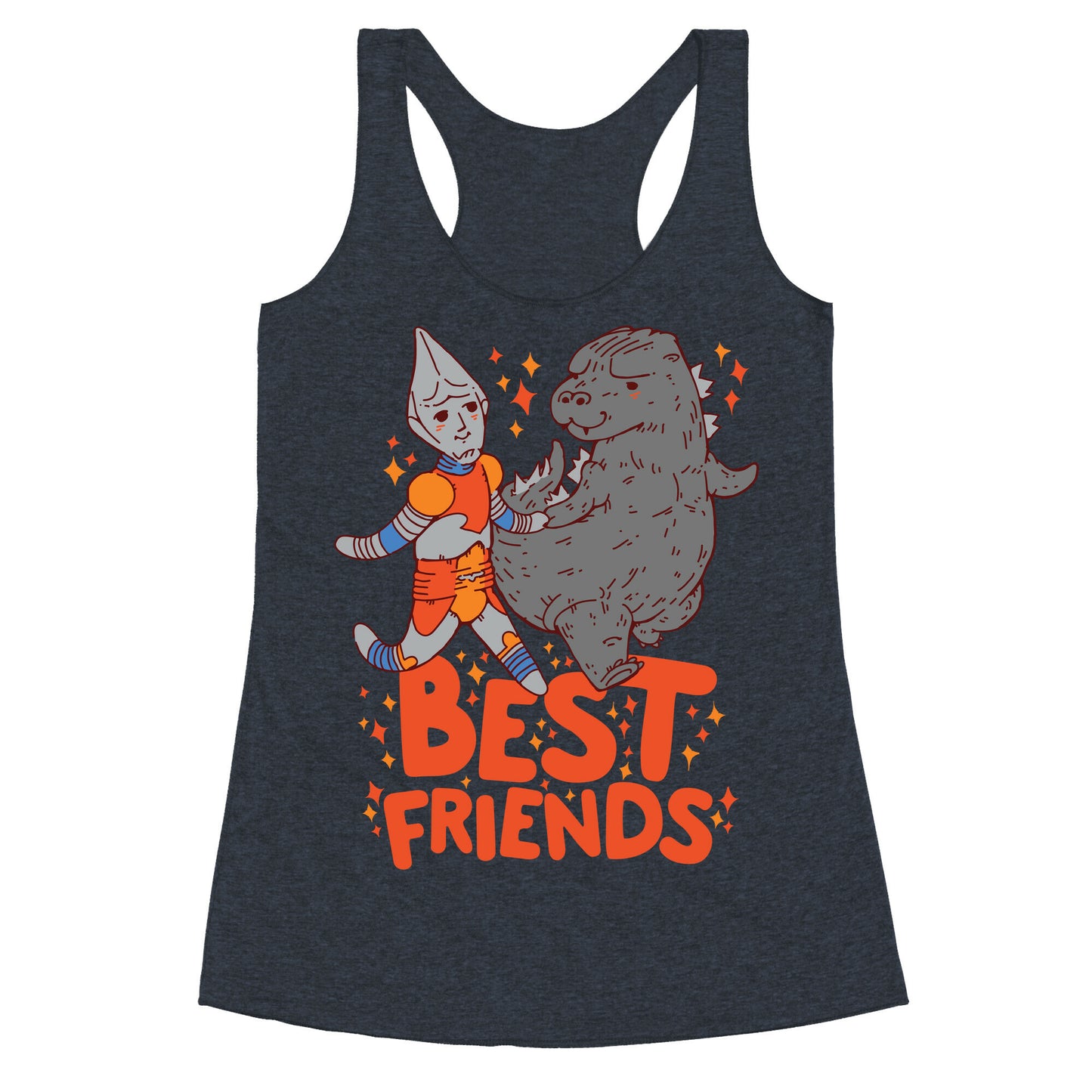 Best Friends Jet Jaguar & Godzilla Racerback Tank