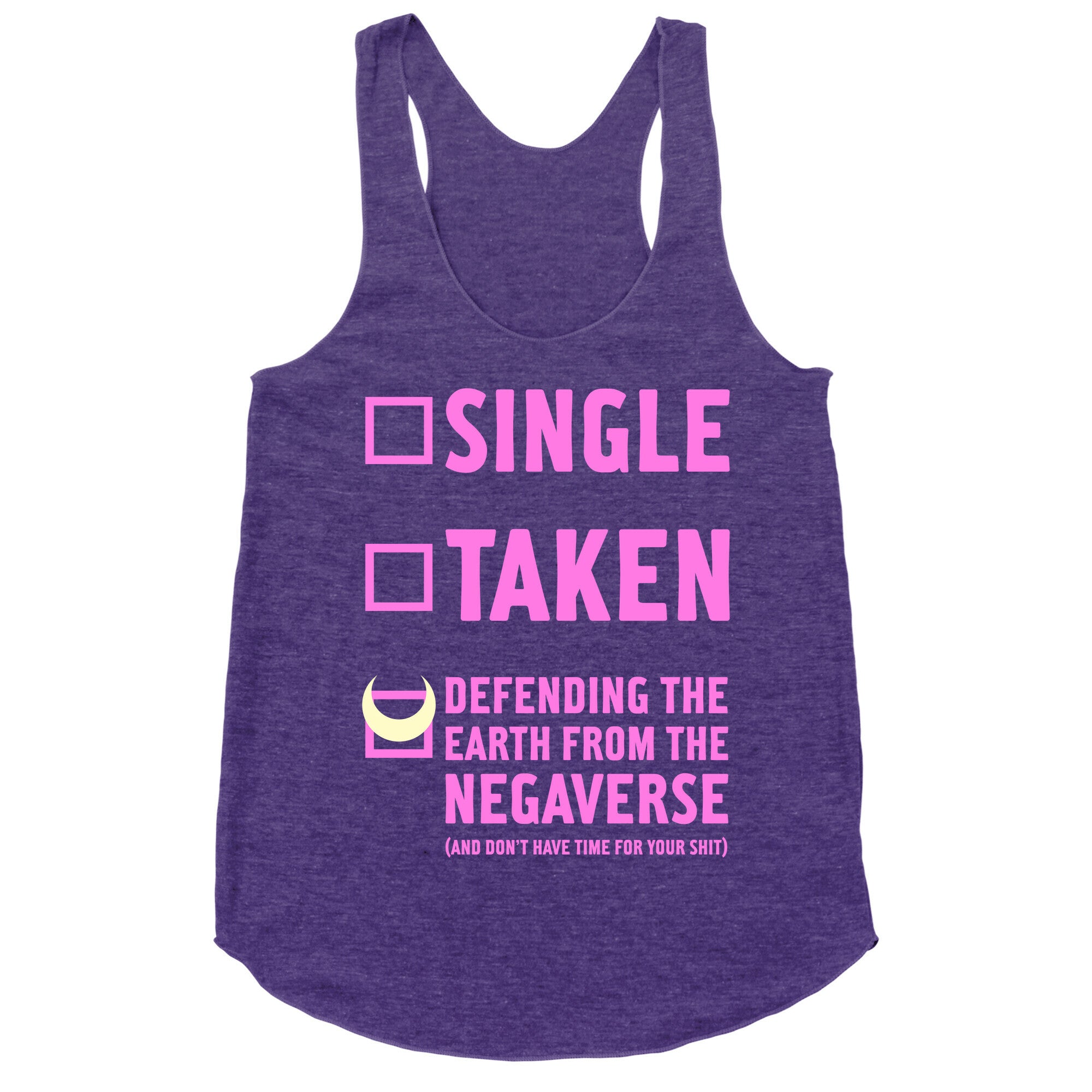 Single, Taken, Sailor Moon Racerback Tank