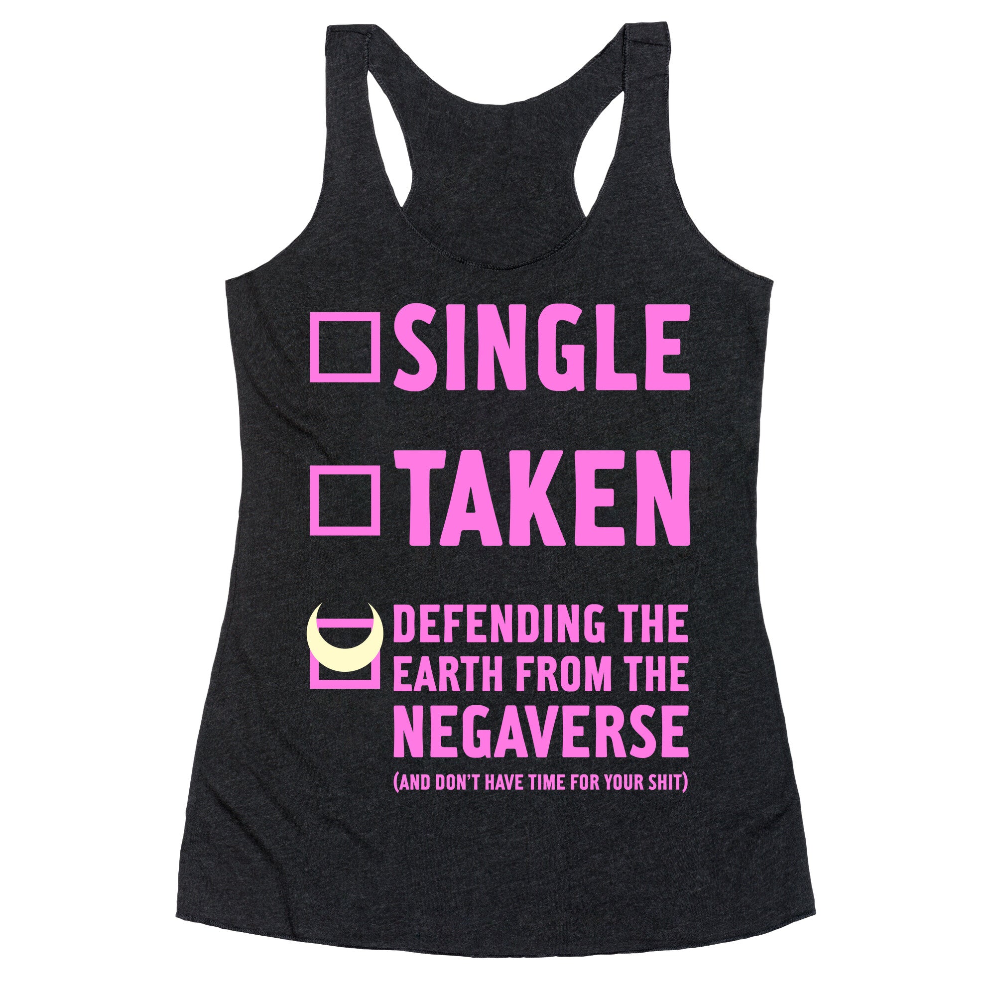 Single, Taken, Sailor Moon Racerback Tank